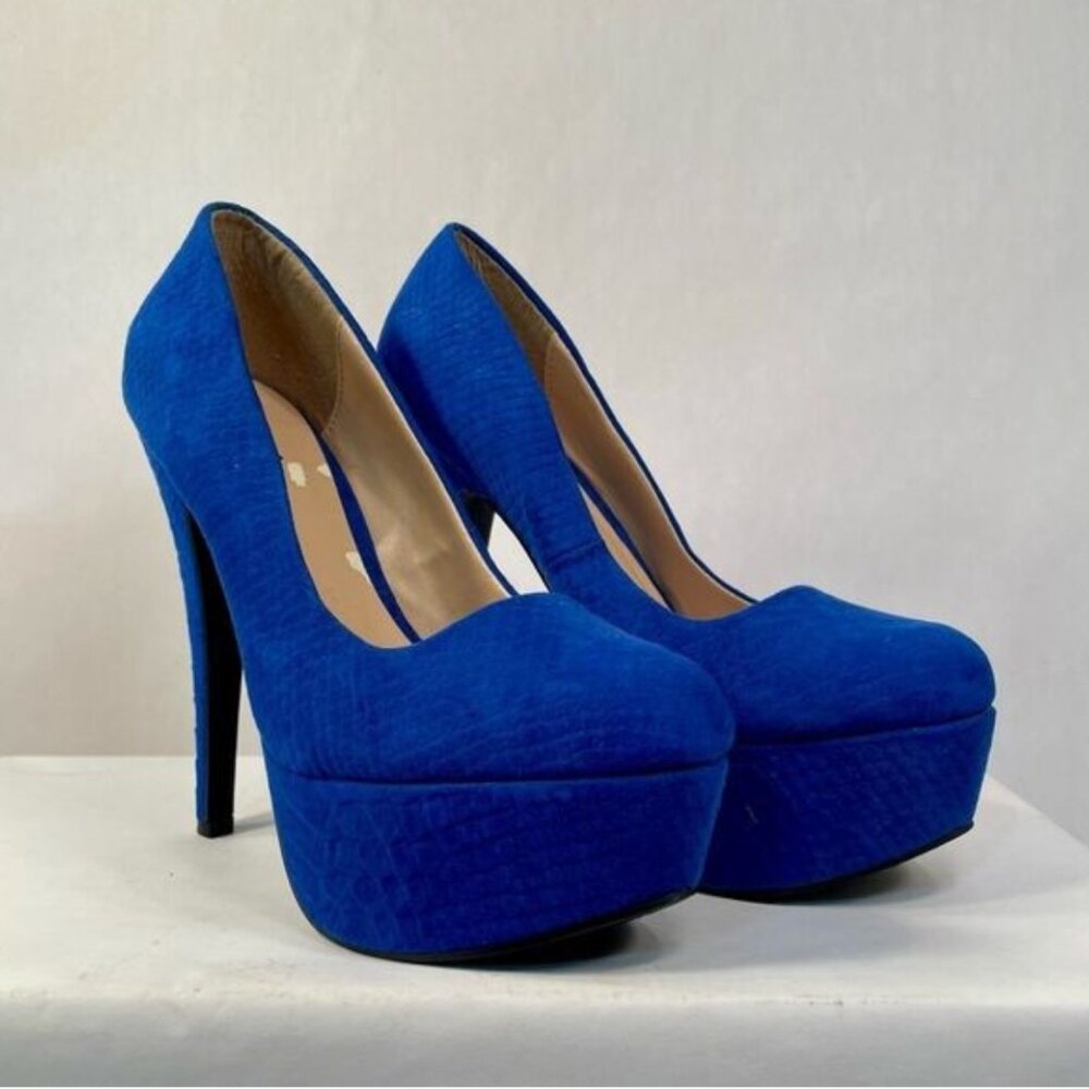 Qupid Brand Royal Blue Platform Stilettos